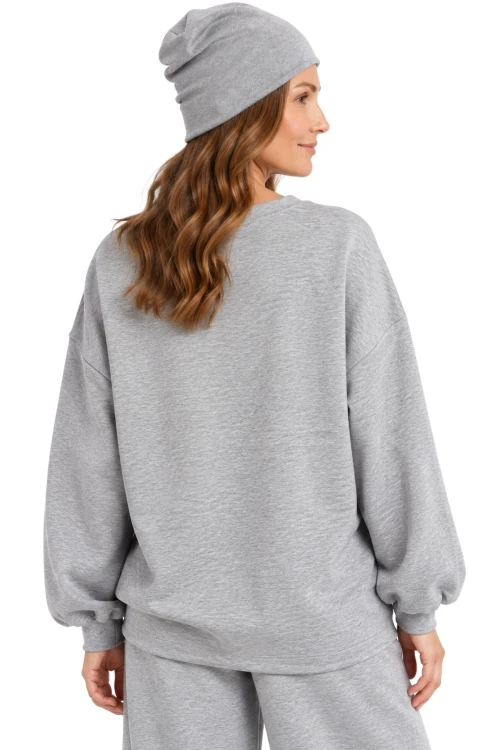 Bluza damska szara masełkowa oversize casual Made in Italy