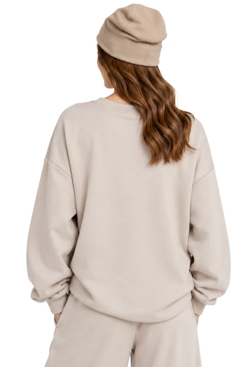 Bluza damska beżowa masełkowa oversize casual Made in Italy