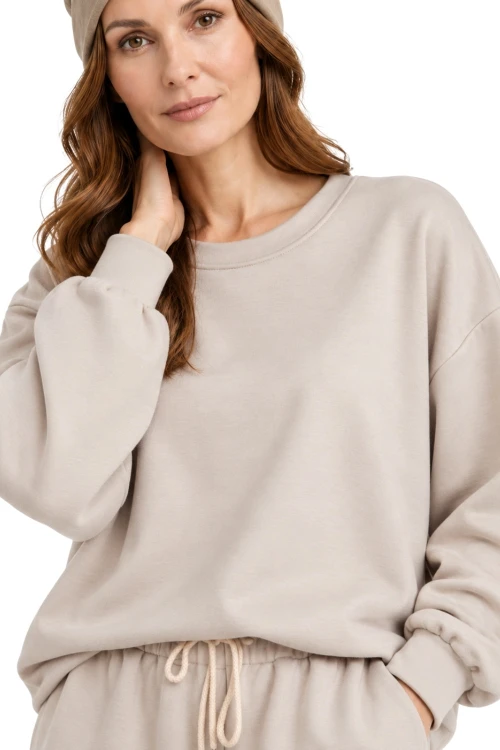 Bluza damska beżowa masełkowa oversize casual Made in Italy