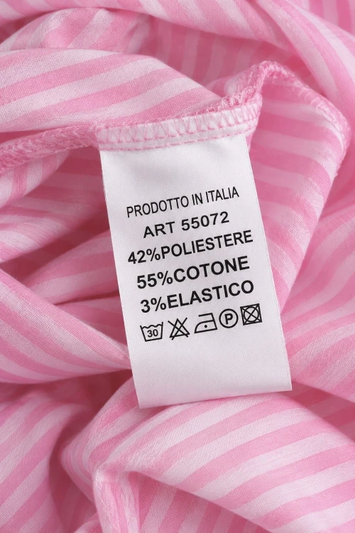Sukienka damska różowa w białe paski koszulowa z paskiem Made in Italy