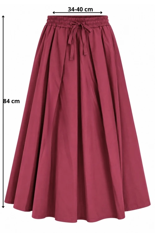 Spódnica damska bordowa midi rozkloszowana one size Made in Italy