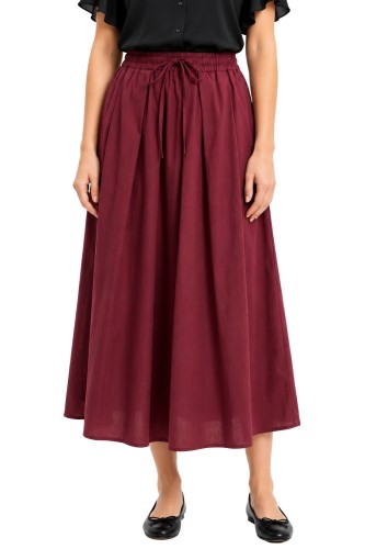 Spódnica damska bordowa midi rozkloszowana one size Made in Italy