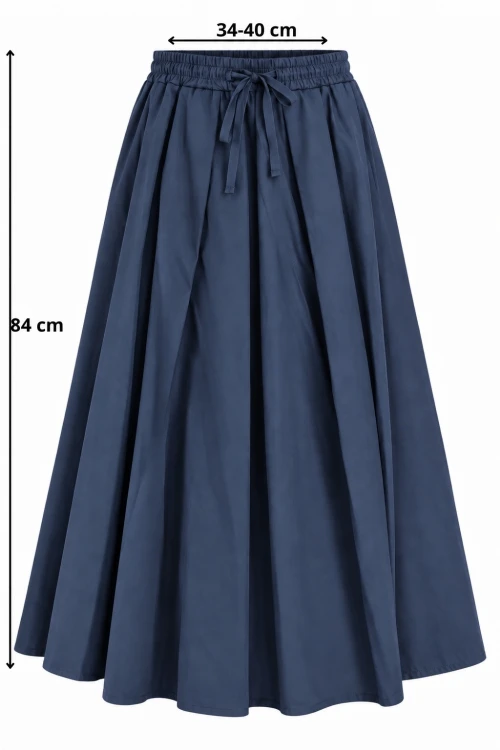 Spódnica damska granatowa midi rozkloszowana one size Made in Italy