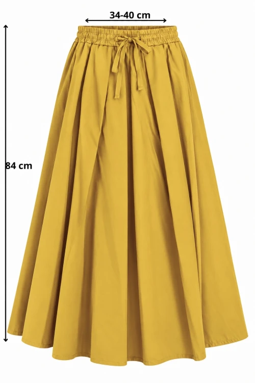 Spódnica damska musztardowa midi rozkloszowana one size Made in Italy