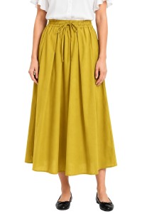 Spódnica damska musztardowa midi rozkloszowana one size Made in Italy