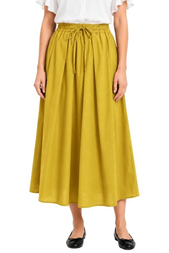 Spódnica damska musztardowa midi rozkloszowana one size Made in Italy