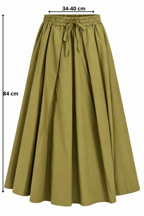 Spódnica damska oliwkowa midi rozkloszowana one size Made in Italy