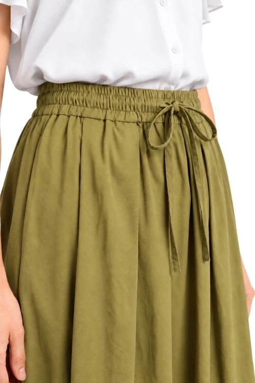 Spódnica damska oliwkowa midi rozkloszowana one size Made in Italy