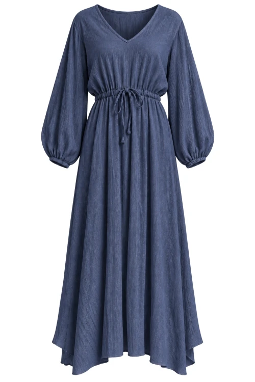 Sukienka damska granatowa z rozcięciami na rękawach 100% wiskoza elegancka Italy