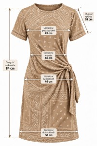 Sukienka damska beżowa krótka wzór bandana bawełniana Italy