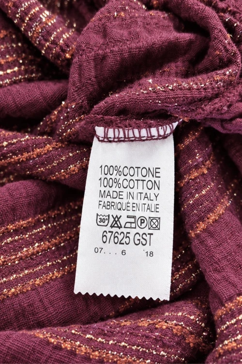 Spodnie damskie bordowe w pasy baloon luźny krój bawełna Made in Italy