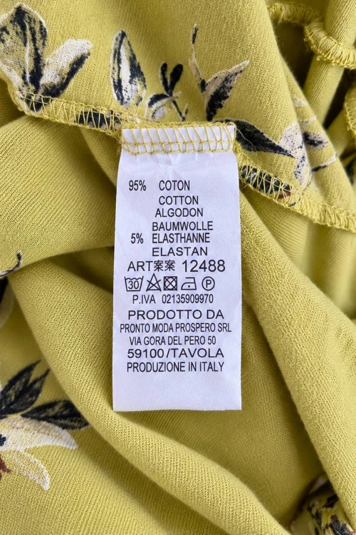 Sukienka damska żółta w kwiaty oversize bawełniana Uni Italy