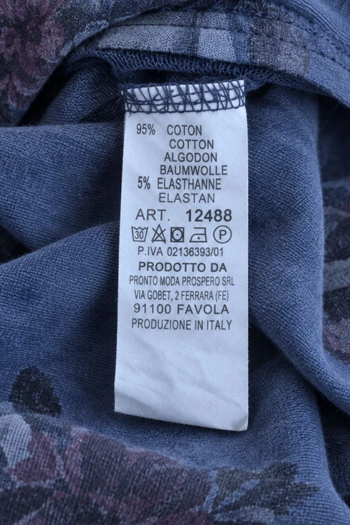 Sukienka damska granatowa w kwiaty oversize bawełniana Uni Italy