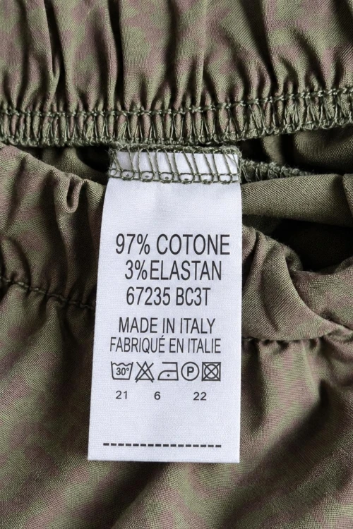 Spodnie damskie khaki we wzory baloon luźny krój bawełna Made in Italy
