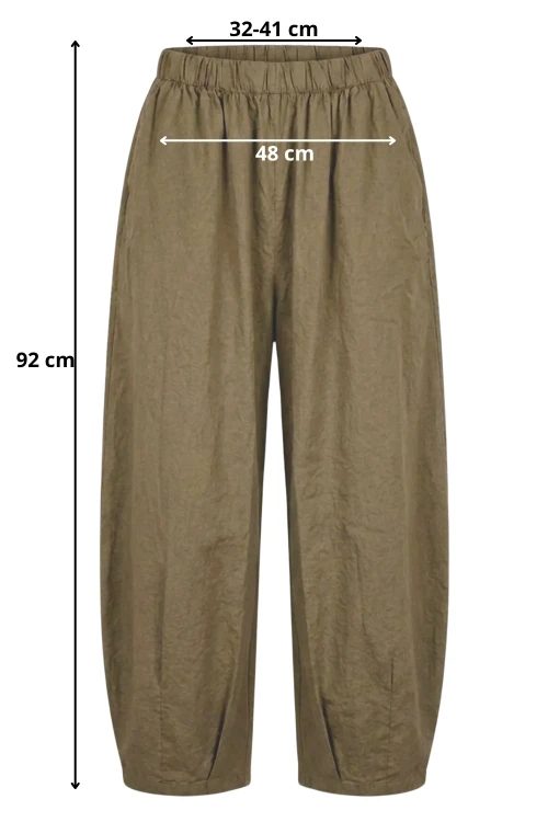 Spodnie damskie khaki we wzory baloon luźny krój bawełna Made in Italy