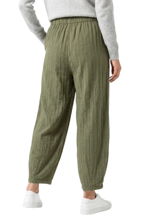 Spodnie damskie khaki w delikatne prążki baloon luźny krój bawełna Made in Italy