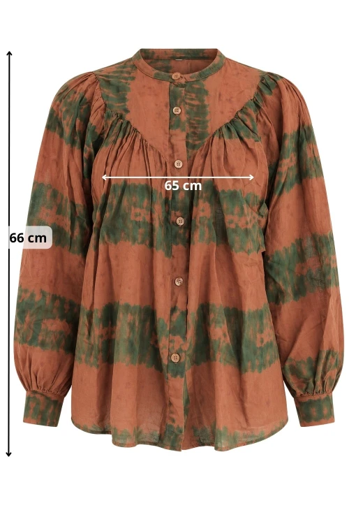 Bluzka koszula damska ruda wzorzysta oversize 100% bawełna Made in Italy