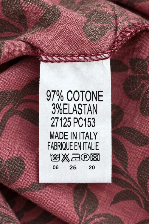 Sukienka damska bordowa w kwiaty z kokardą bawełna Made in Italy