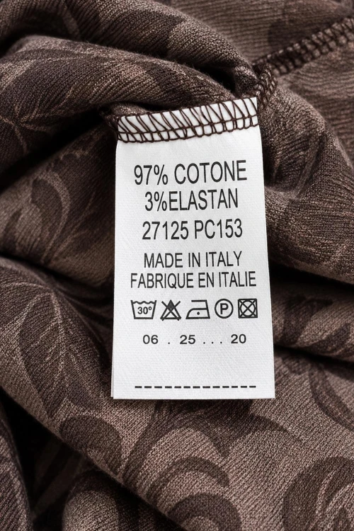 Sukienka damska czekoladowa w kwiaty z kokardą bawełna Made in Italy