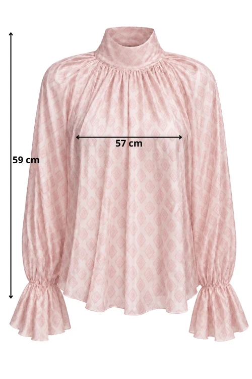 Bluzka damska różowa zwiewna z falbanami i kokardą z tyłu elegancka Italy