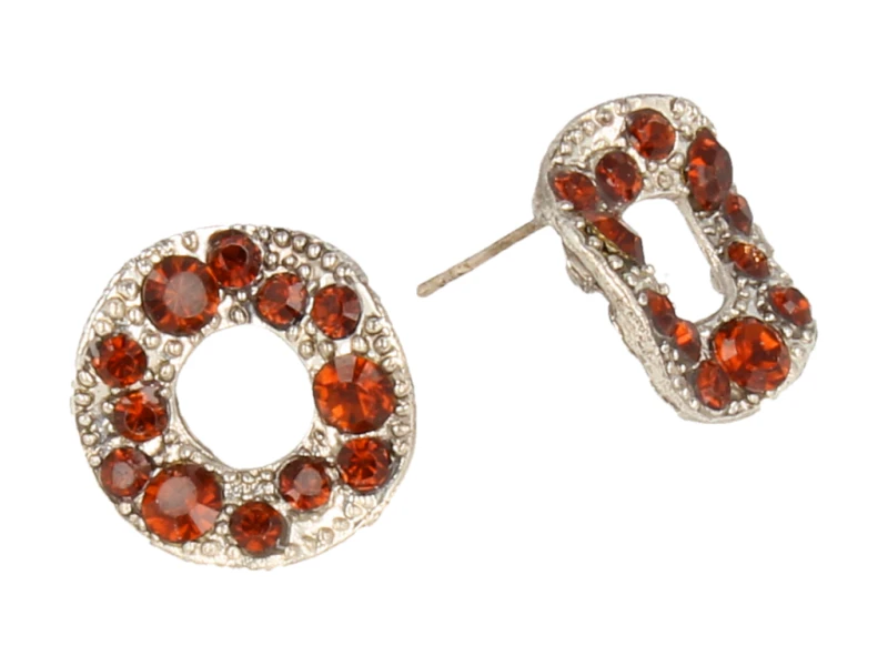 Kolczyki okrągłe - falowane przyozdobione cyrkoniami