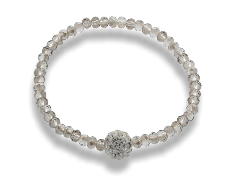 BRANSOLETKA kryształki - z kulką Shamballa