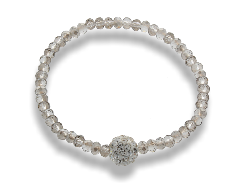 BRANSOLETKA kryształki - z kulką Shamballa