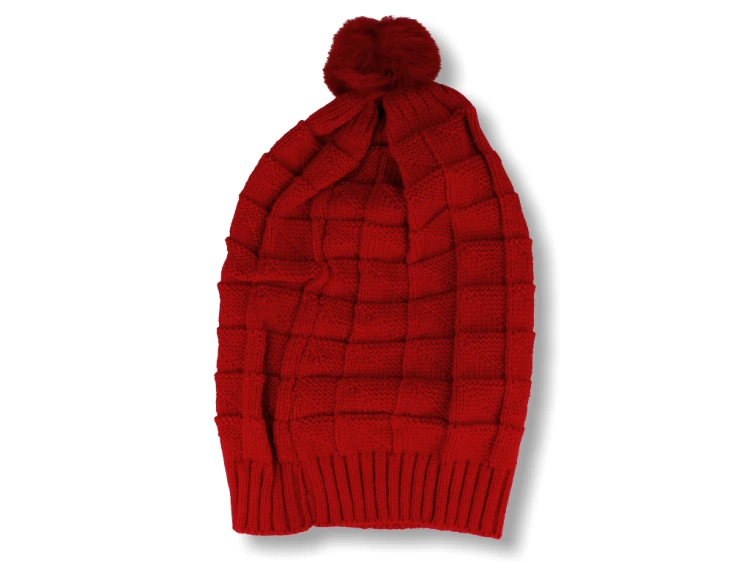 CZAPKA smerfetka z pomponem z naturalnego królika