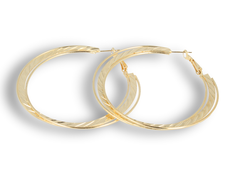 Kolczyki  duże koła złote potrójne