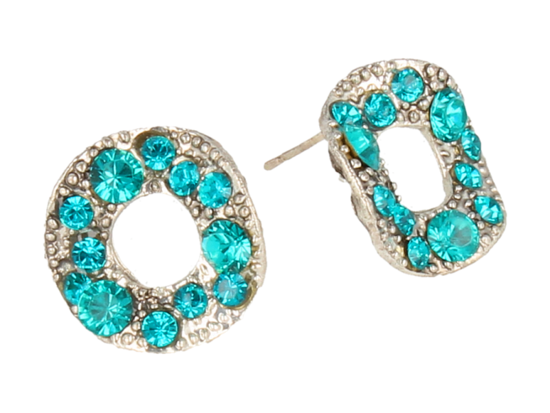 Kolczyki okrągłe - falowane przyozdobione cyrkoniami