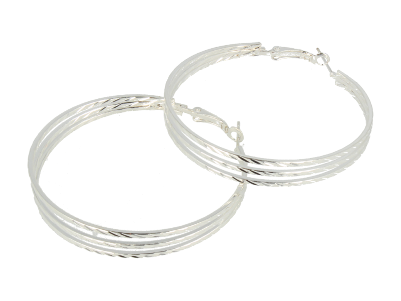 Kolczyki Srebrne duże potrójne koła