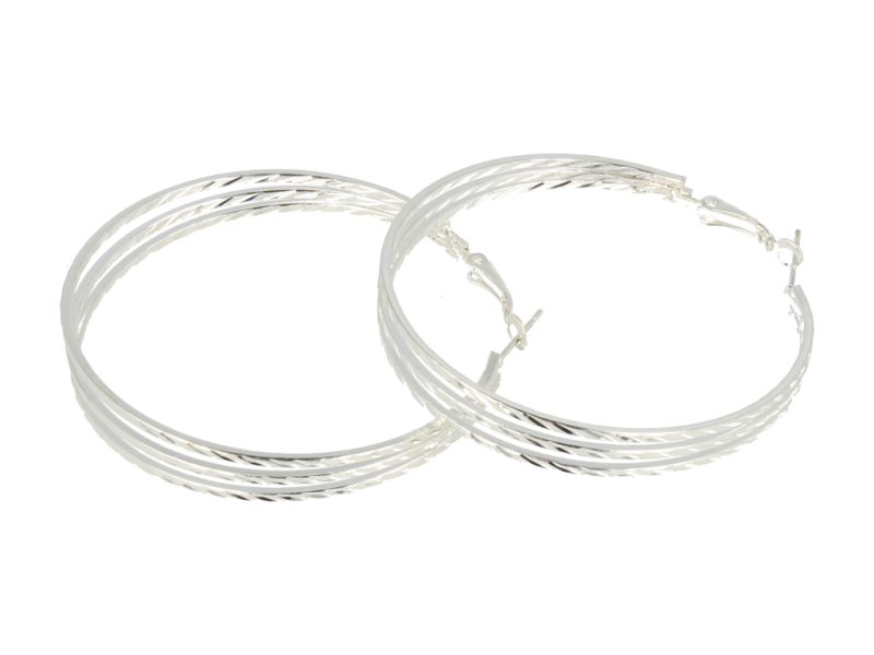 Kolczyki Srebrne duże potrójne koła