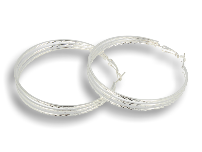 Kolczyki Srebrne duże potrójne koła