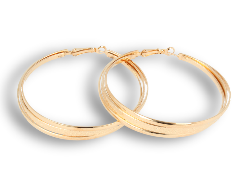 Kolczyki duże koła zdobione złote