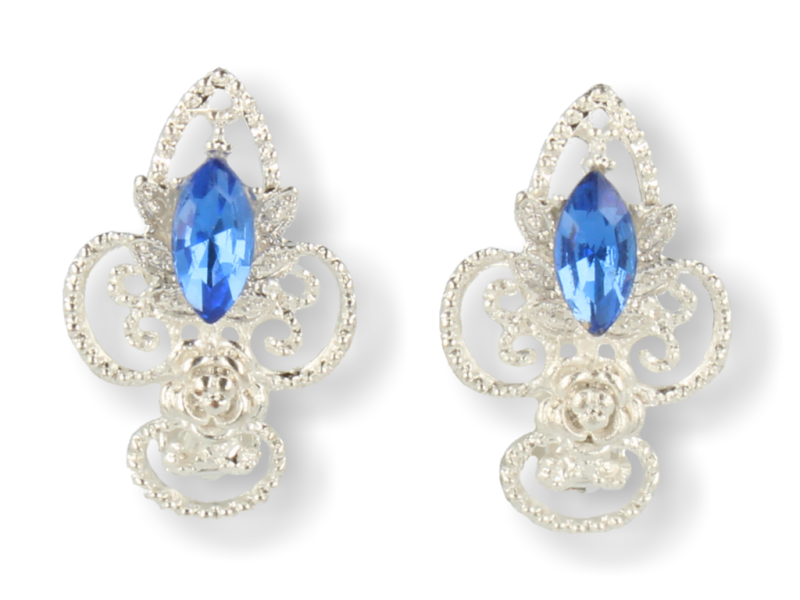 KLIPSY DO USZU SREBRNE Z NIEBIESKIM KRYSZTAŁEM