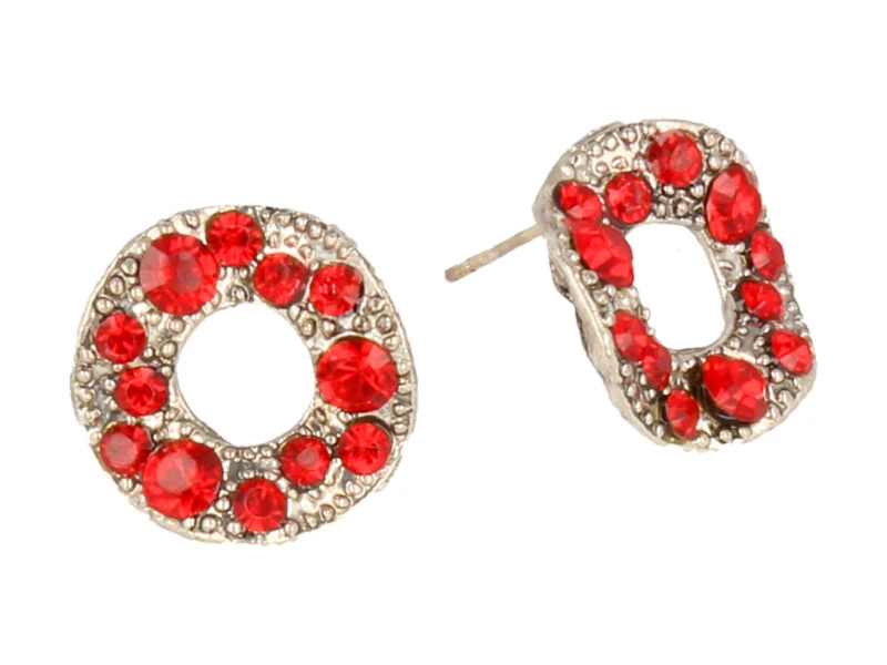 Kolczyki okrągłe - falowane przyozdobione cyrkoniami