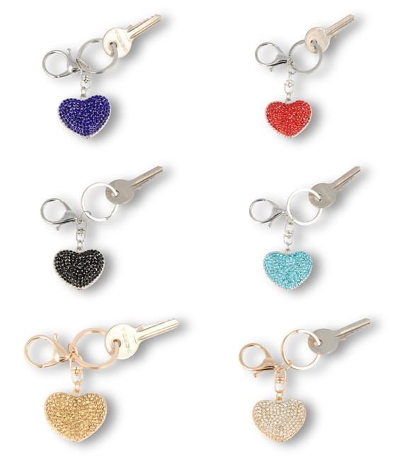 Brelok srebrny z zawieszką w kształcie serca z granatowymi cyrkoniami