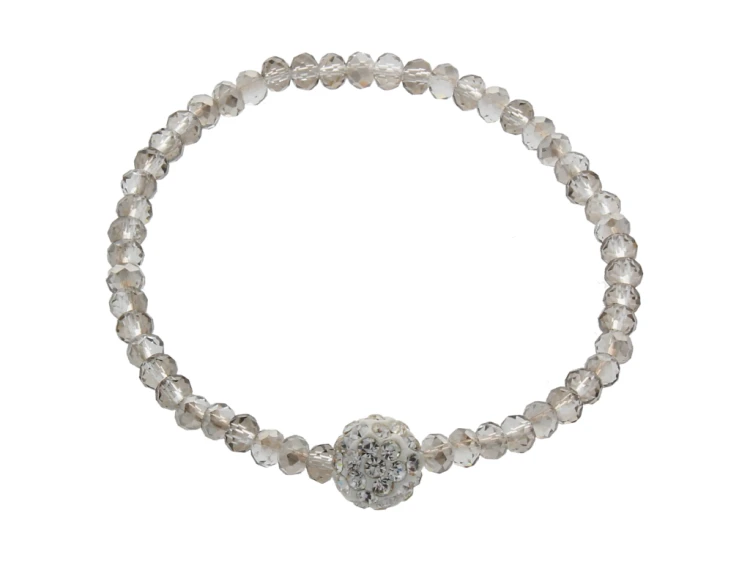 BRANSOLETKA kryształki - z kulką Shamballa