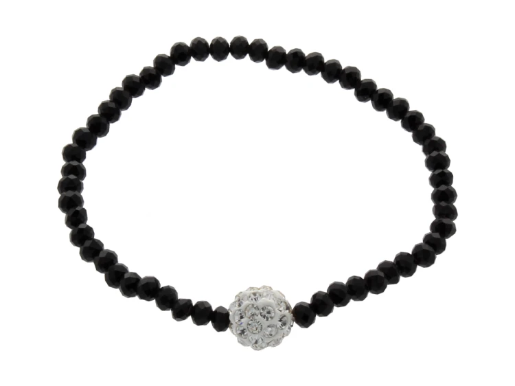 BRANSOLETKA kryształki - z kulką Shamballa