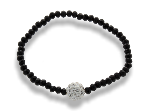BRANSOLETKA kryształki - z kulką Shamballa