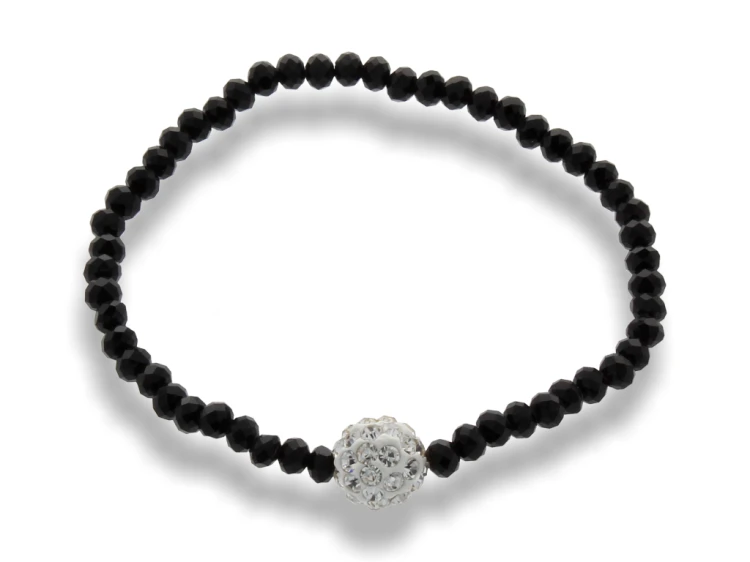 BRANSOLETKA kryształki - z kulką Shamballa