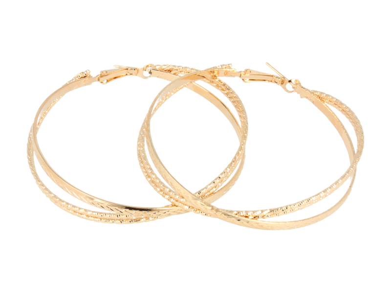 Kolczyki  duże koła podwójne zdobione złote