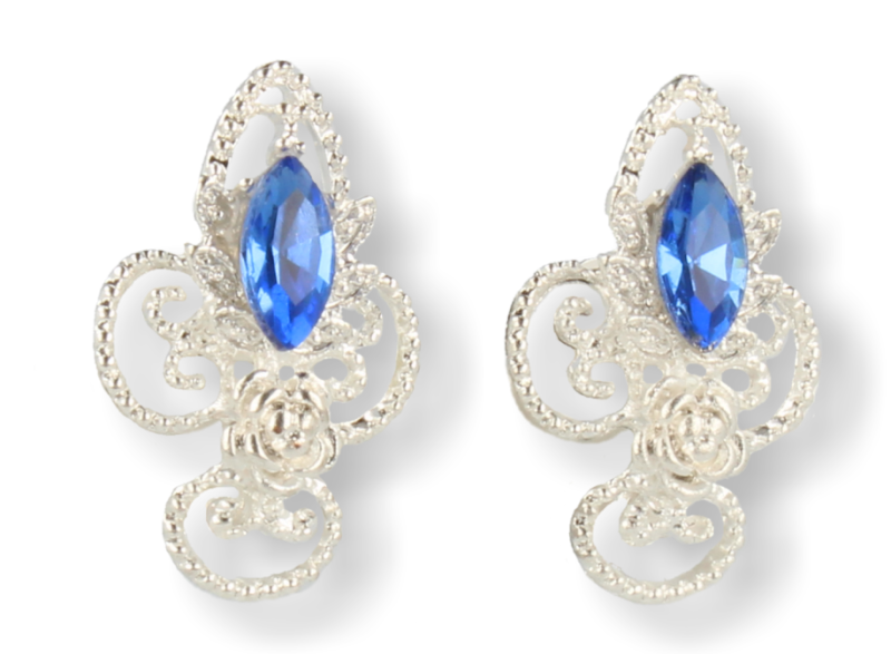 KLIPSY DO USZU SREBRNE Z NIEBIESKIM KRYSZTAŁEM