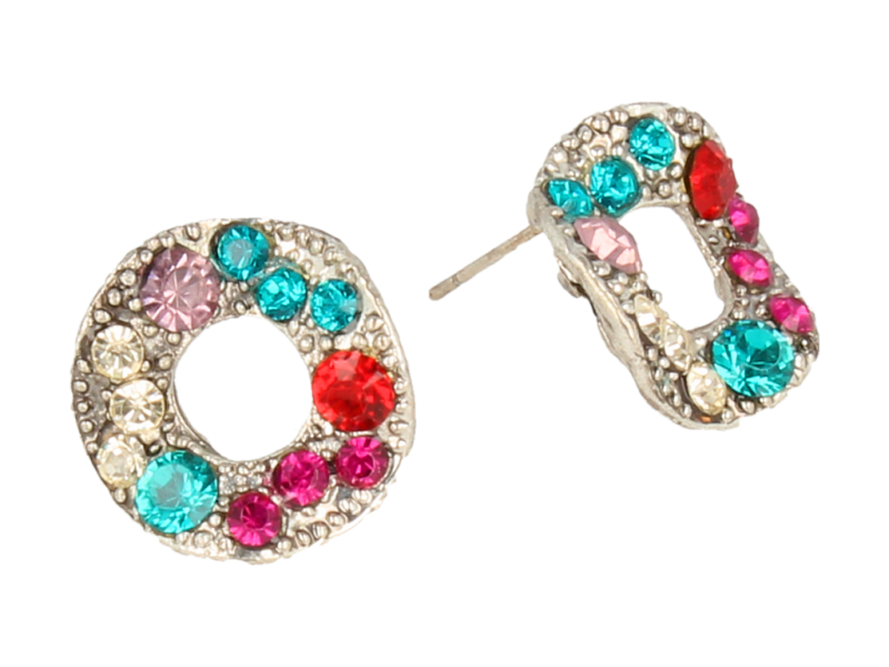 Kolczyki okrągłe - falowane przyozdobione cyrkoniami